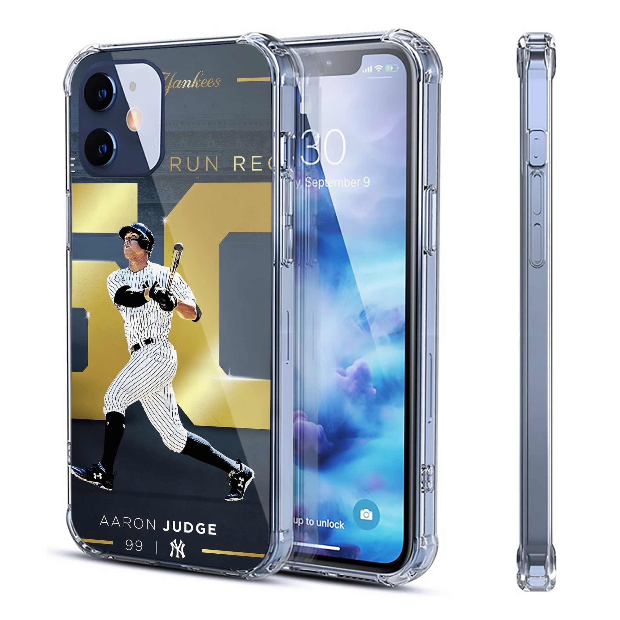 Aaron Judge 50 Home Runs 3 Clear IPhone 12 Case – Soft TPU With UV Print – Enhanced Drop Protection, Precise Fit, Anti-Fingerprint, Customizable Design, Scratch-Resistant, Yellow-Resistant